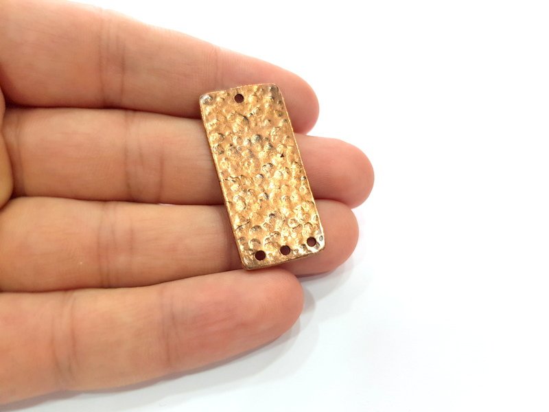 2 Hammered Rectangle Connector Charm Antique Copper Connector Charm Antique Copper Plated Metal (39x18mm) G14986