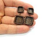 Earring Blank Base Settings Copper Resin Blank Cabochon Base inlay Mountings Antique Copper Plated Brass (10mm+14mm blank) 1 Set G14988