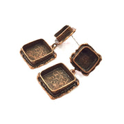 Earring Blank Base Settings Copper Resin Blank Cabochon Base inlay Mountings Antique Copper Plated Brass (10mm+14mm blank) 1 Set G14988