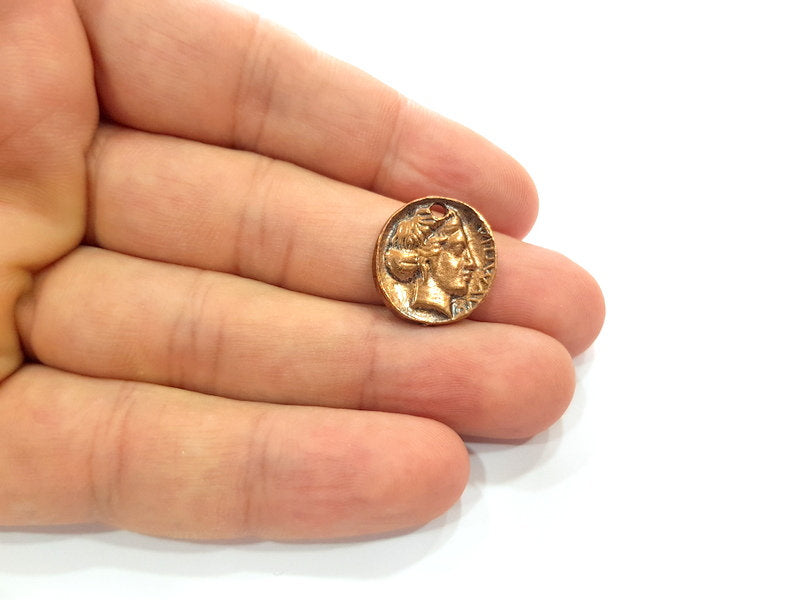 5 Copper Coin Charm Antique Copper Charm Antique Copper Plated Metal  (18mm) G14990