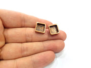 Earring Blank Base Settings Copper Resin Blank Cabochon Base inlay Blank Mountings Antique Copper Plated Brass (10mm blank) 1 Set  G14992