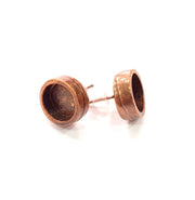 Earring Blank Base Settings Copper Resin Blank Cabochon Base inlay Blank Mountings Antique Copper Plated Brass (10mm blank) 1 Pair  G14993