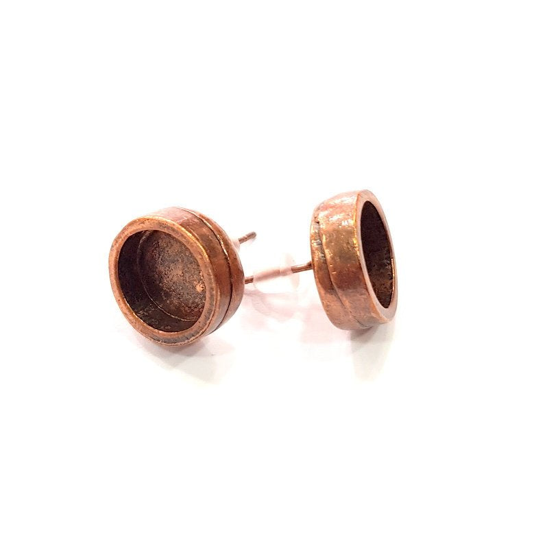 Earring Blank Base Settings Copper Resin Blank Cabochon Base inlay Blank Mountings Antique Copper Plated Brass (10mm blank) 1 Pair  G14993