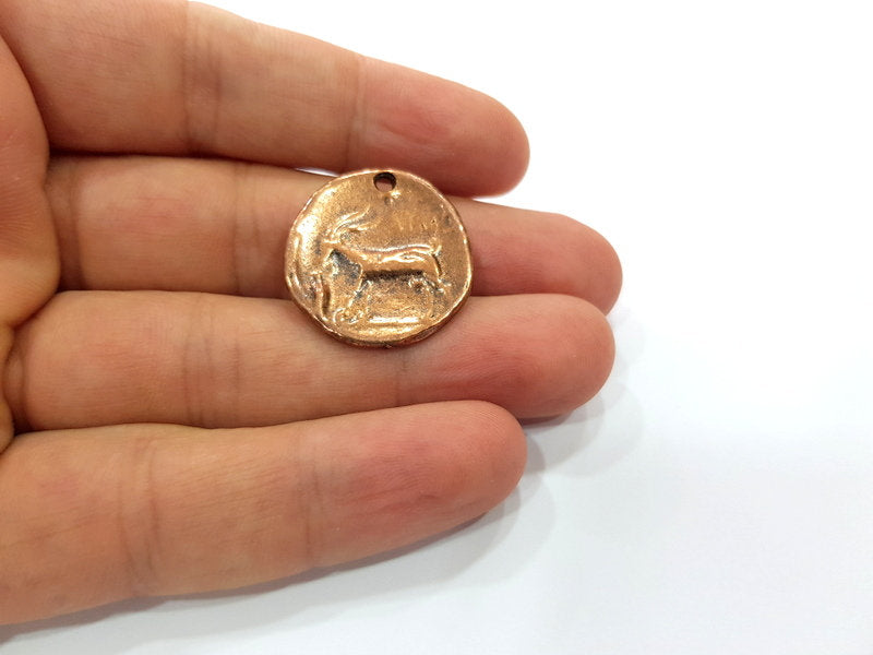 2 Copper Coin Charm Antique Copper Charm Antique Copper Plated Metal  (25mm) G15000