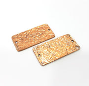 2 Hammered Rectangle Connector Charm Antique Copper Connector Charm Antique Copper Plated Metal (39x18mm) G15004