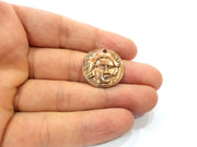 2 Copper Coin Charm Antique Copper Charm Antique Copper Plated Metal  (24mm) G15007