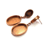 Earring Blank Base Settings Copper Resin Blank Cabochon Base inlay Mountings Antique Copper Plated Brass (25x18+14x10mm blank) 1 Set  G15008