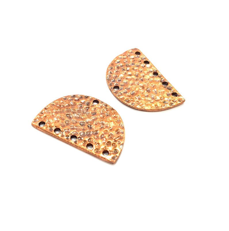 2 Hammered Semi Circle Connector Charm Half Moon Charm Antique Copper Connector Charm Antique Copper Plated Metal (30x20mm) G15010