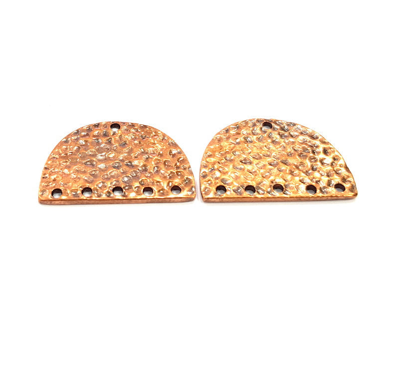 2 Hammered Semi Circle Connector Charm Half Moon Charm Antique Copper Connector Charm Antique Copper Plated Metal (30x20mm) G15010