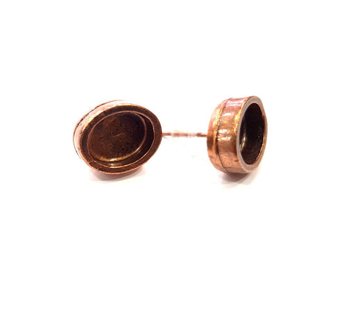 Earring Blank Base Settings Copper Resin Blank Cabochon Base inlay Blank Mountings Antique Copper Plated Brass (10x8mm blank) 1 Set  G15029