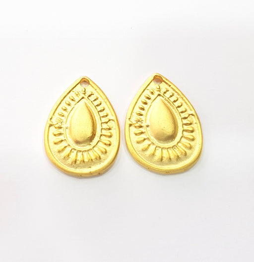 2 Drop Charms Gold Charm Gold Plated Charms  (25x18 mm)  G15091