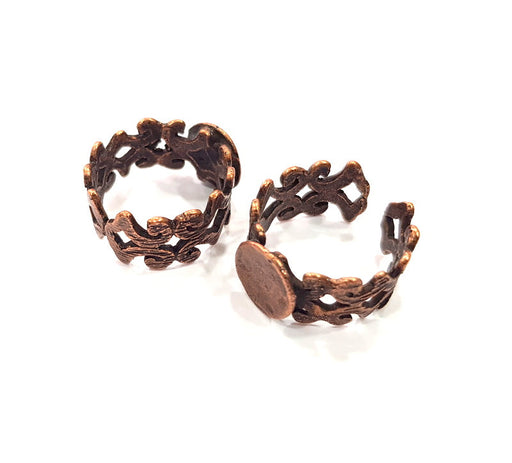 Copper Ring Settings inlay Ring Blank Mosaic Ring Bezel Base Cabochon Mountings ( 10 mm blank) Antique Copper Plated Brass G15096