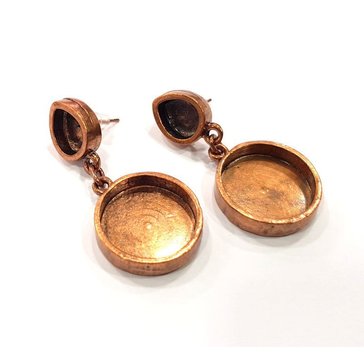 Earring Blank Base Settings Copper Resin Blank Cabochon Base inlay Mountings Antique Copper Plated Brass (18+10x8mm blank) 1 Set  G15097