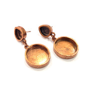 Earring Blank Base Settings Copper Resin Blank Cabochon Base inlay Mountings Antique Copper Plated Brass (18+10x8mm blank) 1 Set  G15097