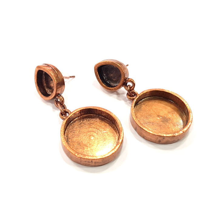Earring Blank Base Settings Copper Resin Blank Cabochon Base inlay Mountings Antique Copper Plated Brass (18+10x8mm blank) 1 Set  G15097