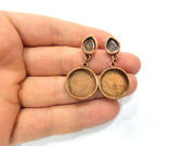 Earring Blank Base Settings Copper Resin Blank Cabochon Base inlay Mountings Antique Copper Plated Brass (18+10x8mm blank) 1 Set  G15097