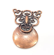 Copper Medallion Pendant Antique Copper Pendant Antique Copper Plated Metal ( 65x48 mm ) G15098