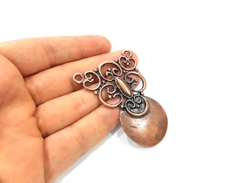 Copper Medallion Pendant Antique Copper Pendant Antique Copper Plated Metal ( 65x48 mm ) G15098