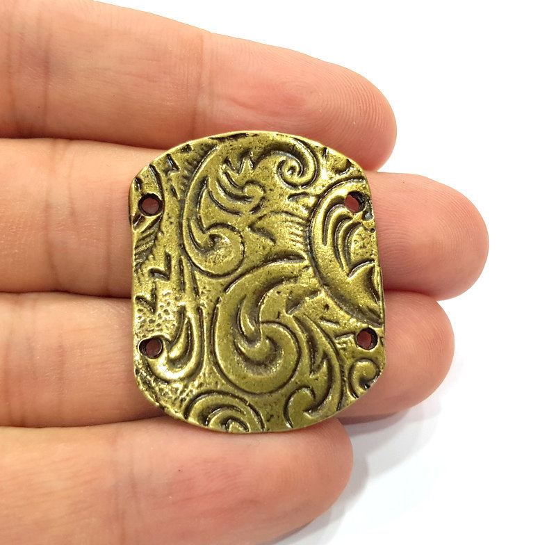 2 Antique Bronze Connector Antique Bronze Plated Metal  (35x30mm) G15101