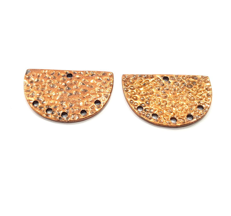 2 Hammered Semi Circle Connector Charm Half Moon Charm Antique Copper Connector Charm Antique Copper Plated Metal (30x20mm) G15102