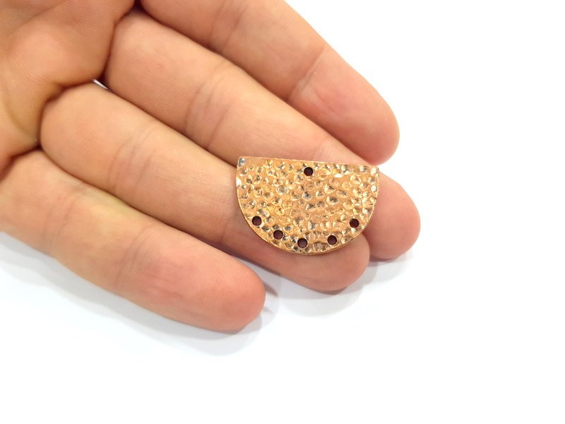 2 Hammered Semi Circle Connector Charm Half Moon Charm Antique Copper Connector Charm Antique Copper Plated Metal (30x20mm) G15102