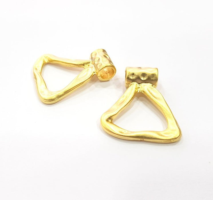 2 Hammered Triangle Charms Gold Plated Charms  (29x25 mm)  G15106