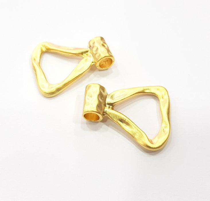 2 Hammered Triangle Charms Gold Plated Charms  (29x25 mm)  G15106