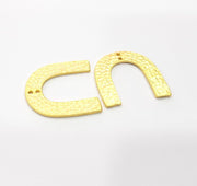2 Hammered U Charms Gold Charms Gold Plated Charms  (30x20 mm)  G15110