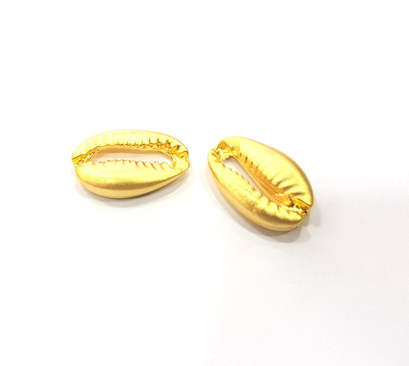 2 Cowrie Shell Charms Gold Charms Gold Plated Shell Charms (19x12mm)  G15112