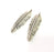 2 Feather Charm Silver Charm Antique Silver Plated Metal (50x13 mm)  G15229