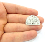 2 Hammered Semi Circle Charm Half Moon Connector Antique Silver Plated Metal (30x20 mm)  G15230