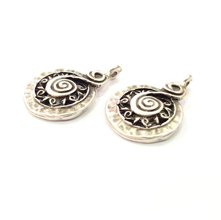 4 Silver Charm Antique Silver Plated Metal (27x18 mm)  G15234