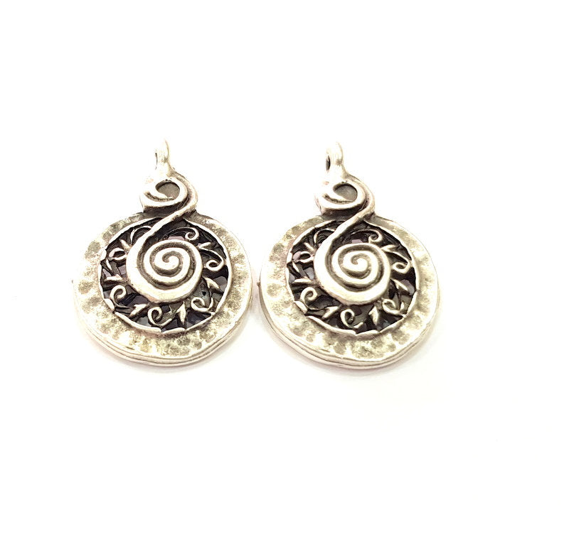 4 Silver Charm Antique Silver Plated Metal (27x18 mm)  G15234