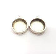 2 Silver Base Blank inlay Blank Pendant Base Resin Blank Mosaic Mountings Antique Silver Plated Metal (18 mm round blank )  G15354