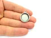 2 Silver Base Blank inlay Blank Pendant Base Resin Blank Mosaic Mountings Antique Silver Plated Metal (18 mm round blank )  G15354