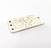 2 Hammered Rectangle Connector Charm Antique Silver Plated Metal (40x18 mm)  G15244