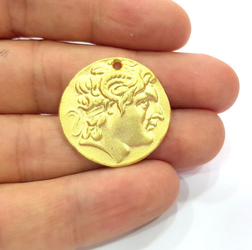 2 Coin Charms Gold Charms Gold Plated Charms  (28 mm)  G15355