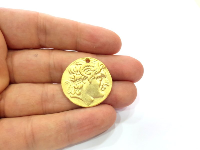 2 Coin Charms Gold Charms Gold Plated Charms  (28 mm)  G15355