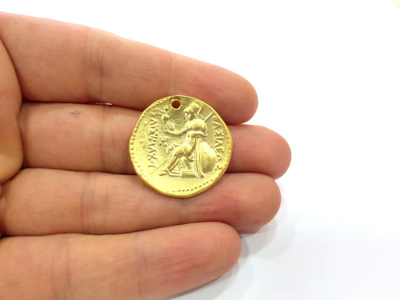 2 Coin Charms Gold Charms Gold Plated Charms  (28 mm)  G15355