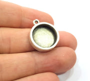 2 Silver Base Blank inlay Blank Pendant Base Resin Blank Mosaic Mountings Antique Silver Plated Metal (16 mm round blank )  G15250