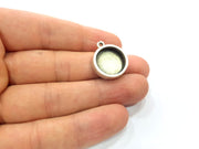 2 Silver Base Blank inlay Blank Pendant Base Resin Blank Mosaic Mountings Antique Silver Plated Metal (16 mm round blank )  G15250