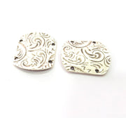 2 Silver Connector Antique Silver Plated Metal (30x25 mm)  G15356