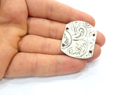 2 Silver Connector Antique Silver Plated Metal (30x25 mm)  G15356