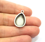4 Silver Base Blank inlay Pendant Blank Base Resin Blank Mosaic Mountings Antique Silver Plated Metal (18x13mm blank )  G15256