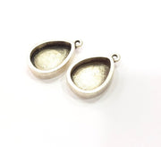 4 Silver Base Blank inlay Pendant Blank Base Resin Blank Mosaic Mountings Antique Silver Plated Metal (18x13mm blank )  G15256