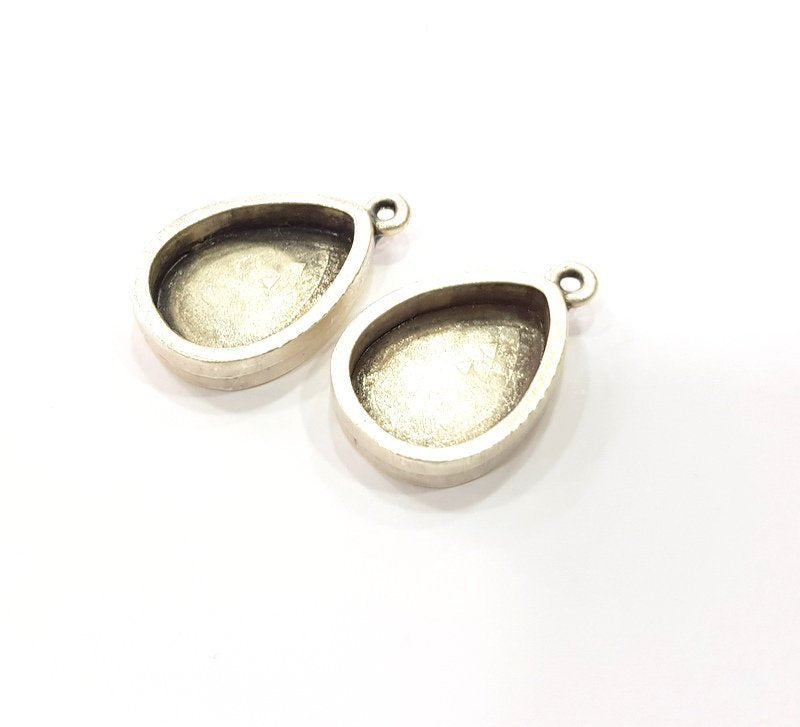 4 Silver Base Blank inlay Pendant Blank Base Resin Blank Mosaic Mountings Antique Silver Plated Metal (18x13mm blank )  G15256