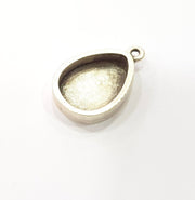 4 Silver Base Blank inlay Pendant Blank Base Resin Blank Mosaic Mountings Antique Silver Plated Metal (18x13mm blank )  G15256