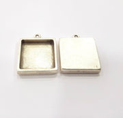 2 Silver Base Blank inlay Pendant Blank Base Resin Blank Mosaic Mountings Antique Silver Plated Metal (20x20mm blank )  G16103