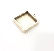 2 Silver Base Blank inlay Pendant Blank Base Resin Blank Mosaic Mountings Antique Silver Plated Metal (20x20mm blank )  G16103