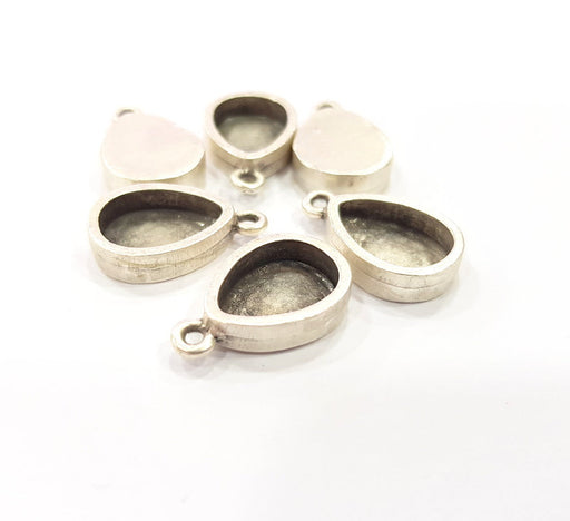 4 Silver Base Blank inlay Pendant Blank Base Resin Blank Mosaic Mountings Antique Silver Plated Metal (14x10mm blank )  G15261